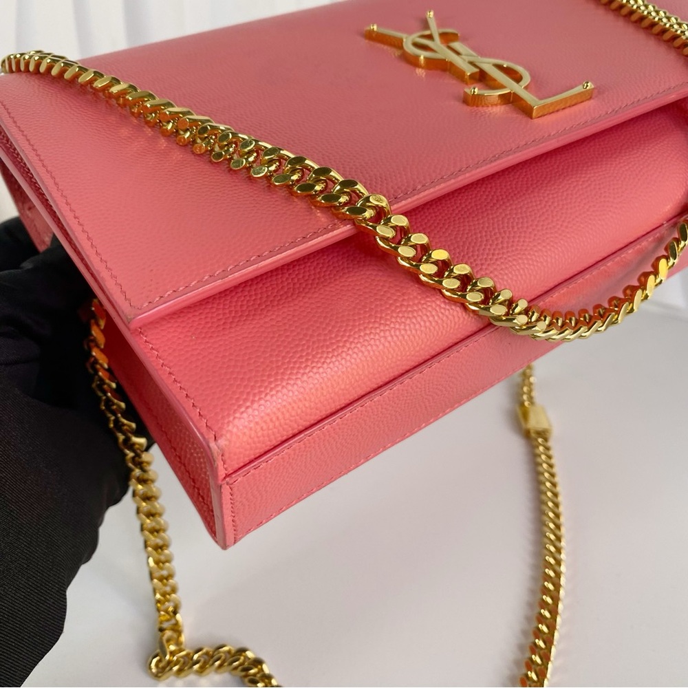 Yves SAINT LAURENT Kate Chain Shoulder Bag Pink Leather Goldtone - Picture 3 of 10